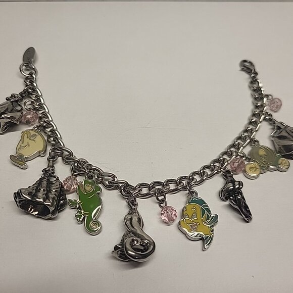 Disney Store Princess 9 Charm Bracelet Rapunzel Cinderella Ariel Belle 7 inch - Picture 1 of 5